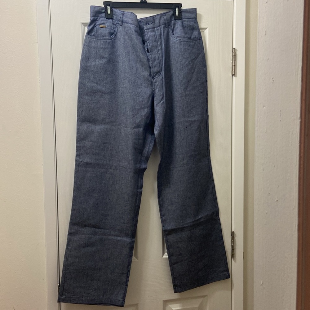 Ted baker london men’s relaxed pants 36x32 blue 58%cotton 42%linen relaxed fit